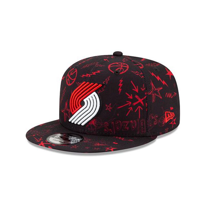 NBA Portland Trail Blazers Doodle 9Fifty Snapback (WCX1680) - Black New Era Caps